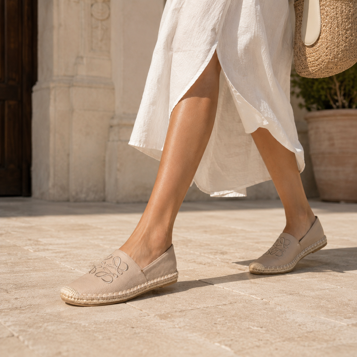Mensho Cushioned Espadrille Slip On Loafers in Pink - The Heels India