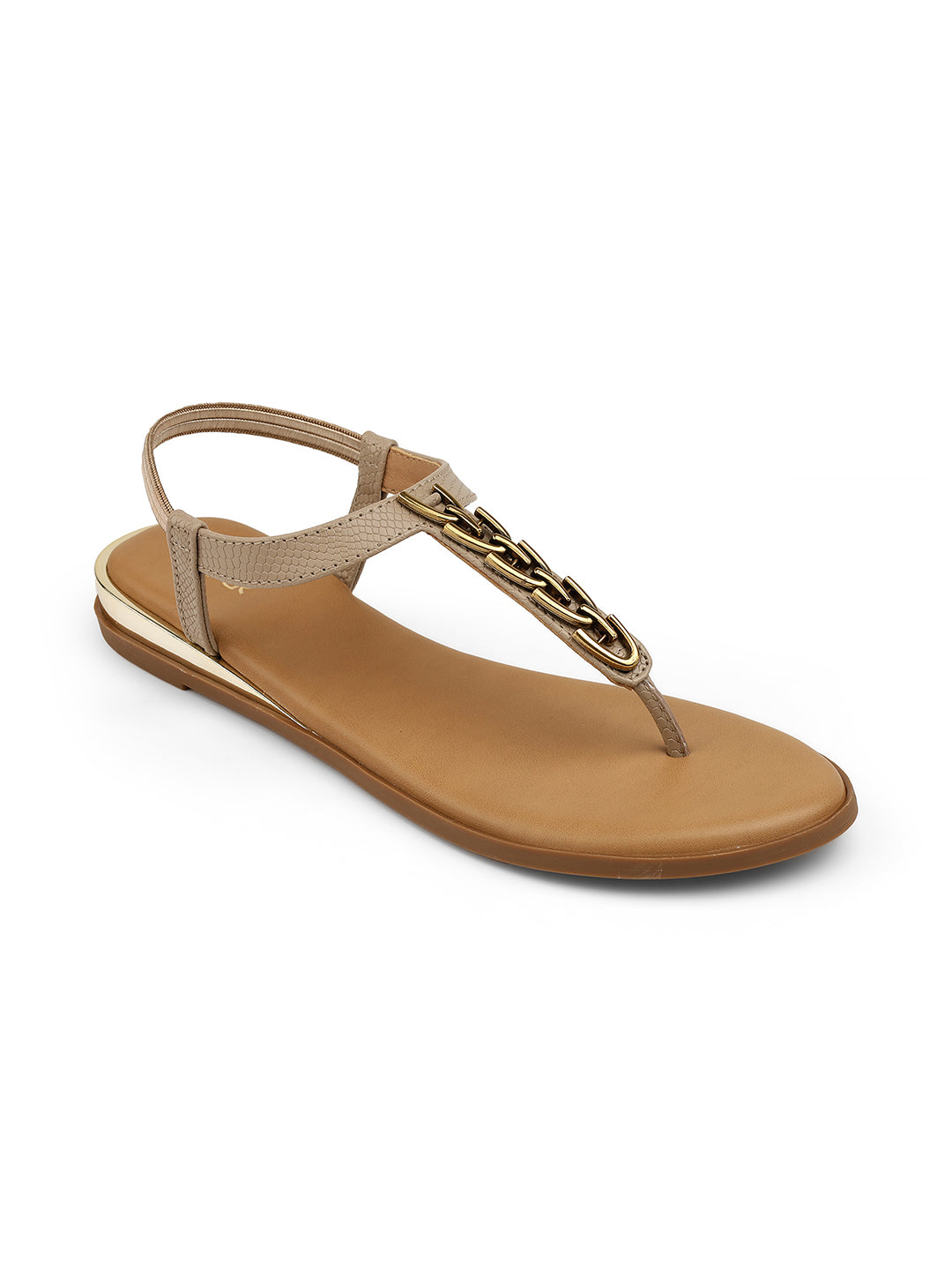 Diana Metallic Back Elastic Flat Sandals - The Heels India