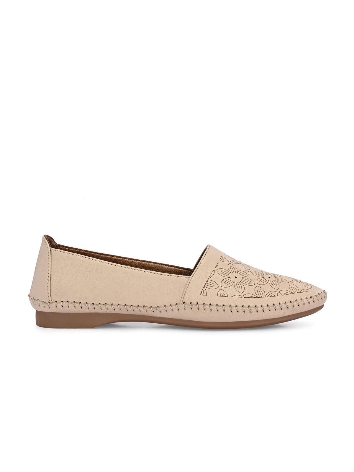 Venezia Engraved Cushioned Leather Ballerinas