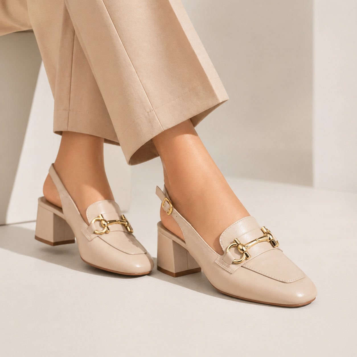 Allure Leather Sling Back Heels - The Heels India