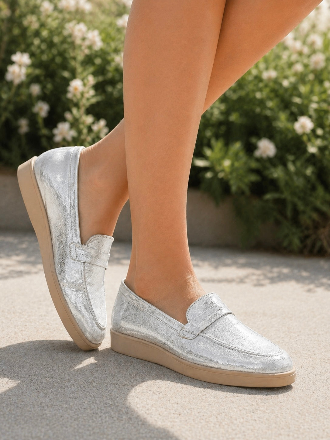 Darcy Shimmer Leather Slip On Loafers
