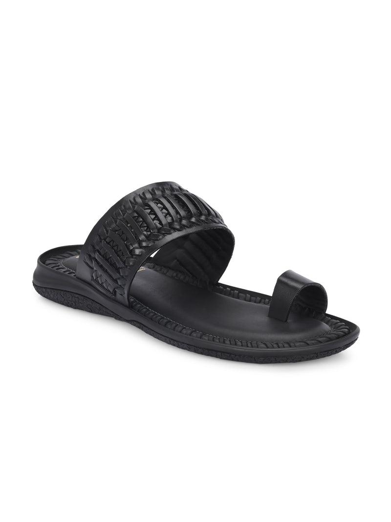 Solano Black Leather Slippers HT