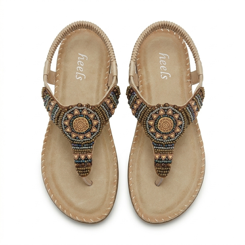 Crimson Embellished Comfort Back Elastic Sandals