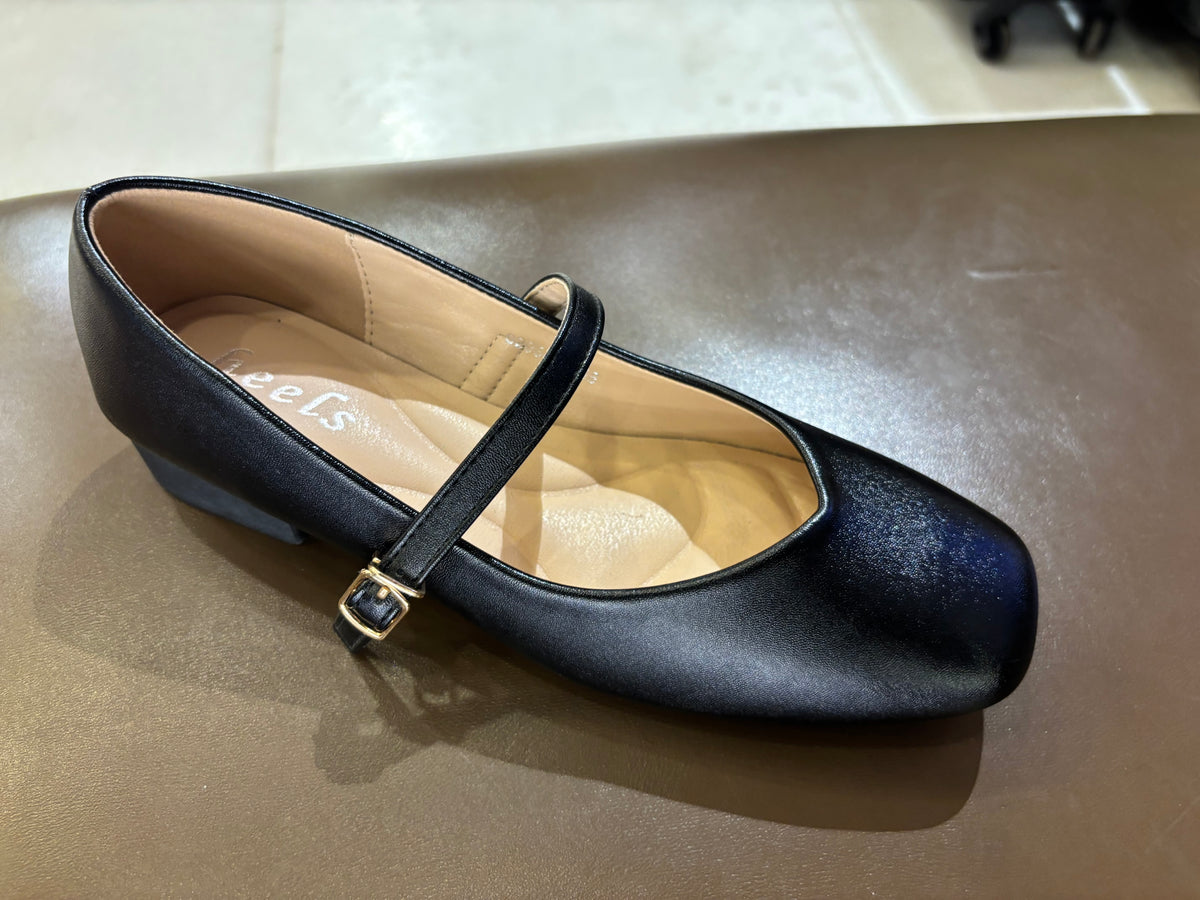 Miley Block Heel Mary Janes in Black - The Heels India