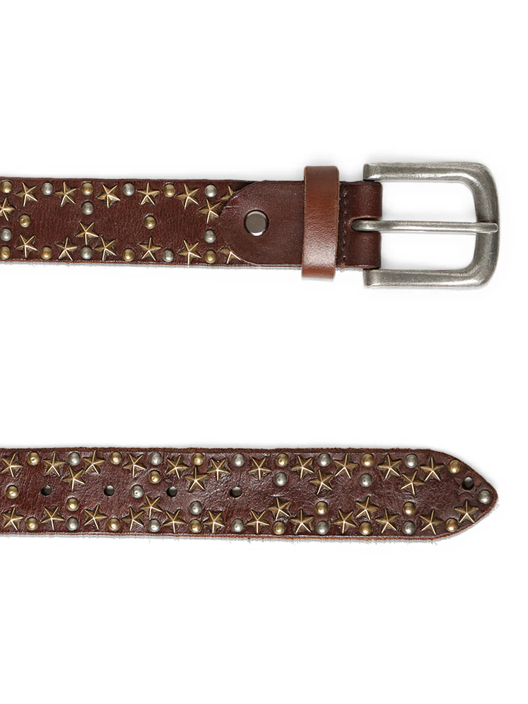 Brown Star Studded Belt For Women