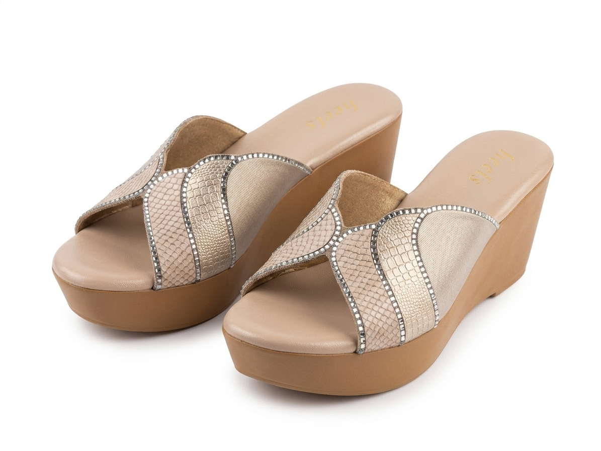 Silviya Bling Peep Toe Wedge Platform Heels - The Heels India