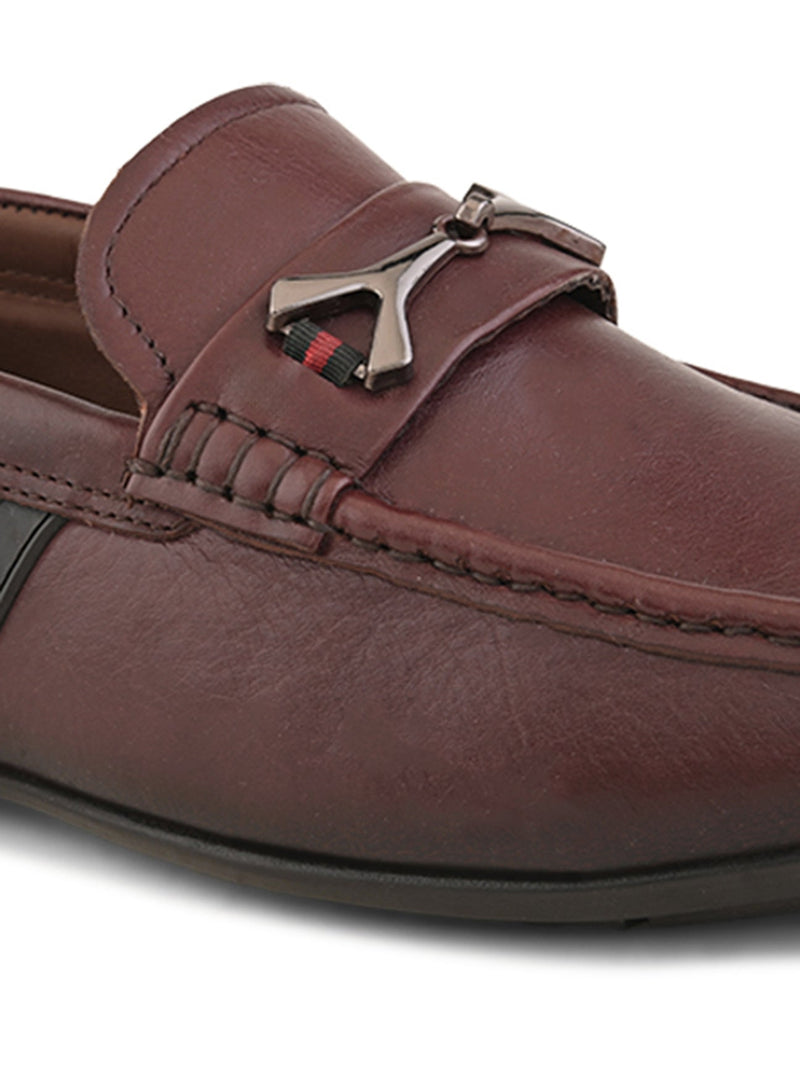 Ethan Bordo Leather Buckle Loafers