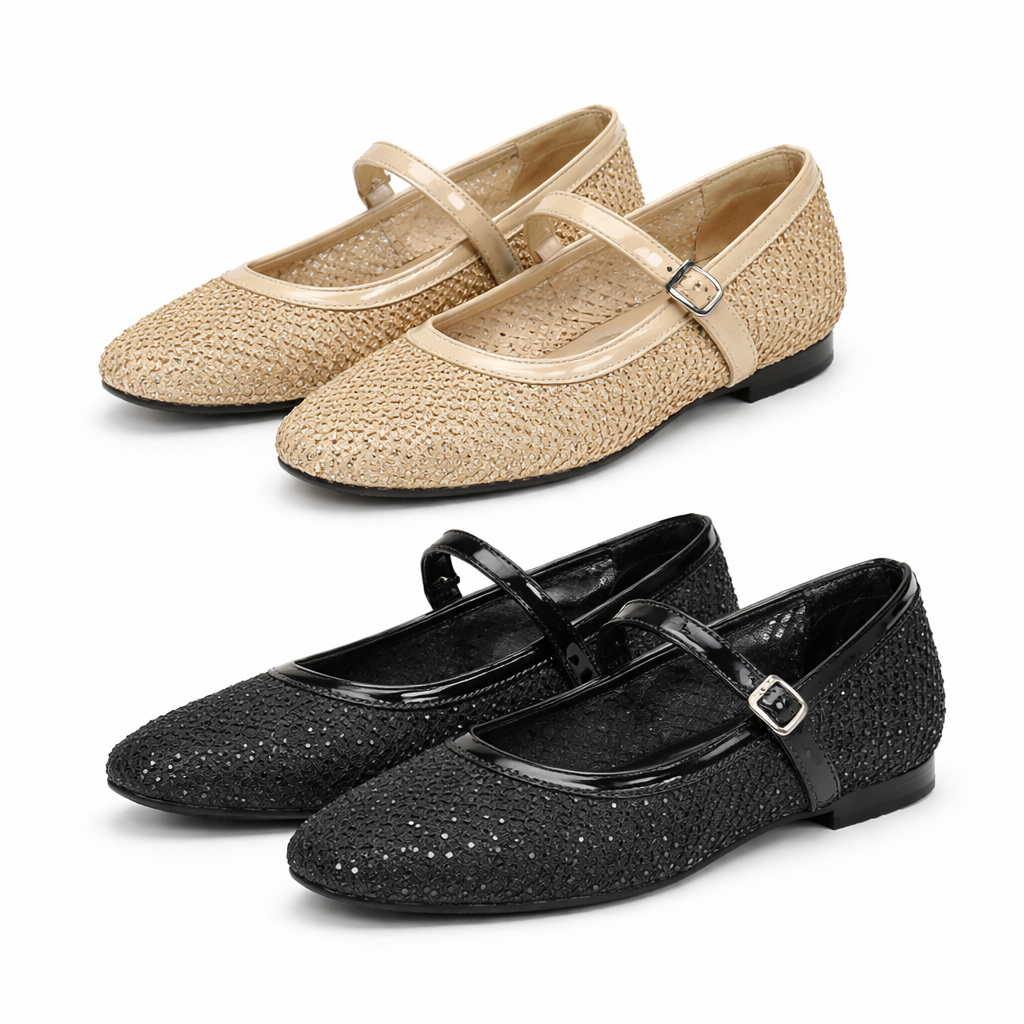 Olivia Premium Mesh Flat Mary Jane Ballerinas