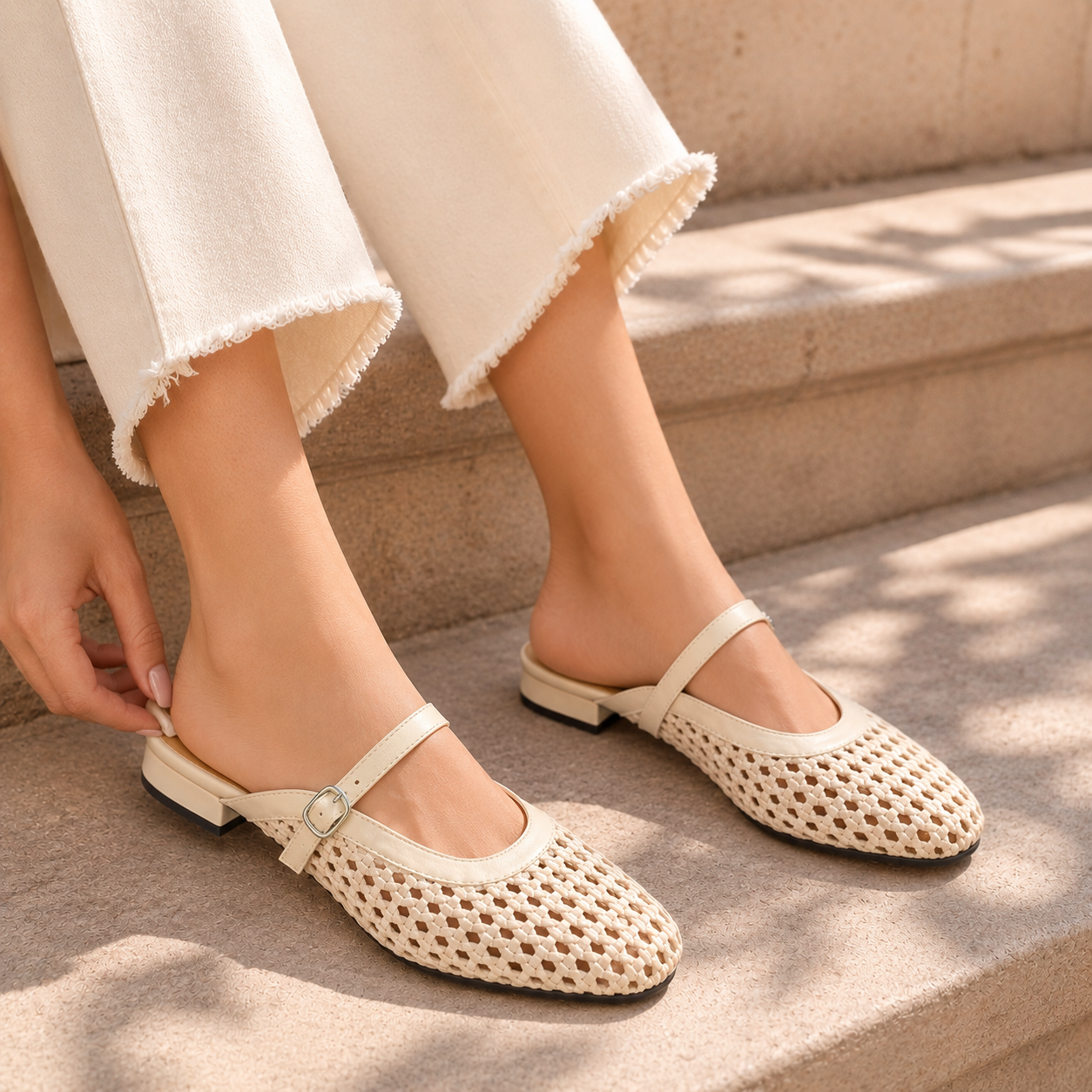 Nysa Premium Mesh Mary Jane Mules