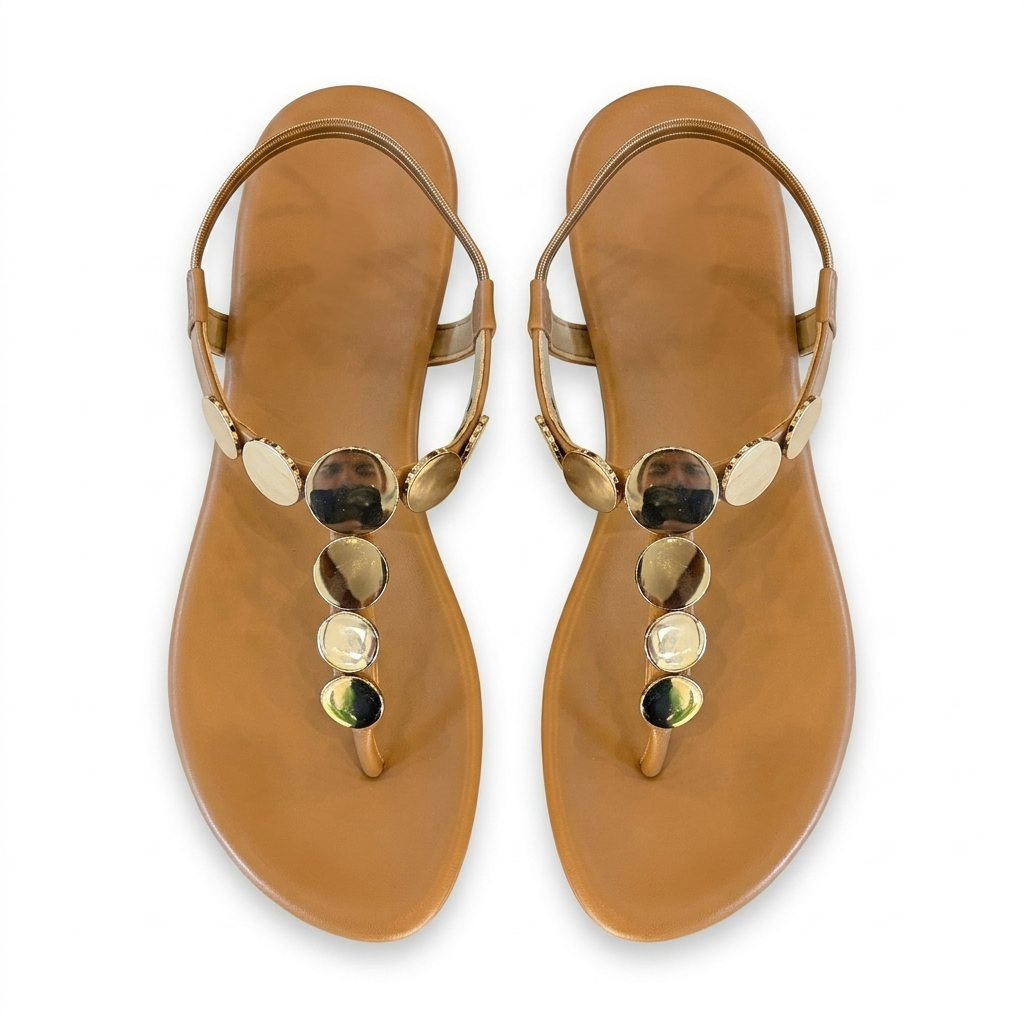 Erica Metallic Sphere Back Elastic Wedge Sandals - The Heels India