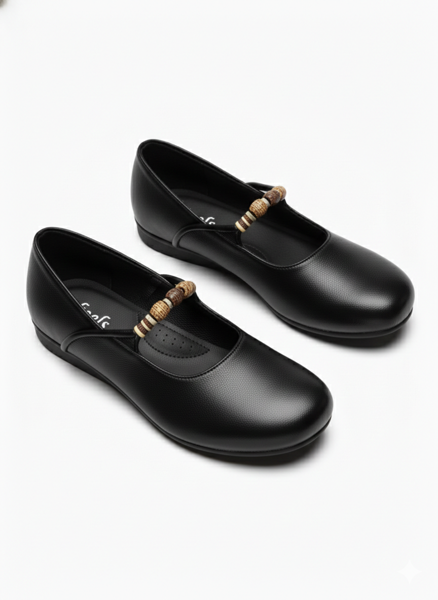 Rihanna Premium Leather Strap Mid Heel Loafers