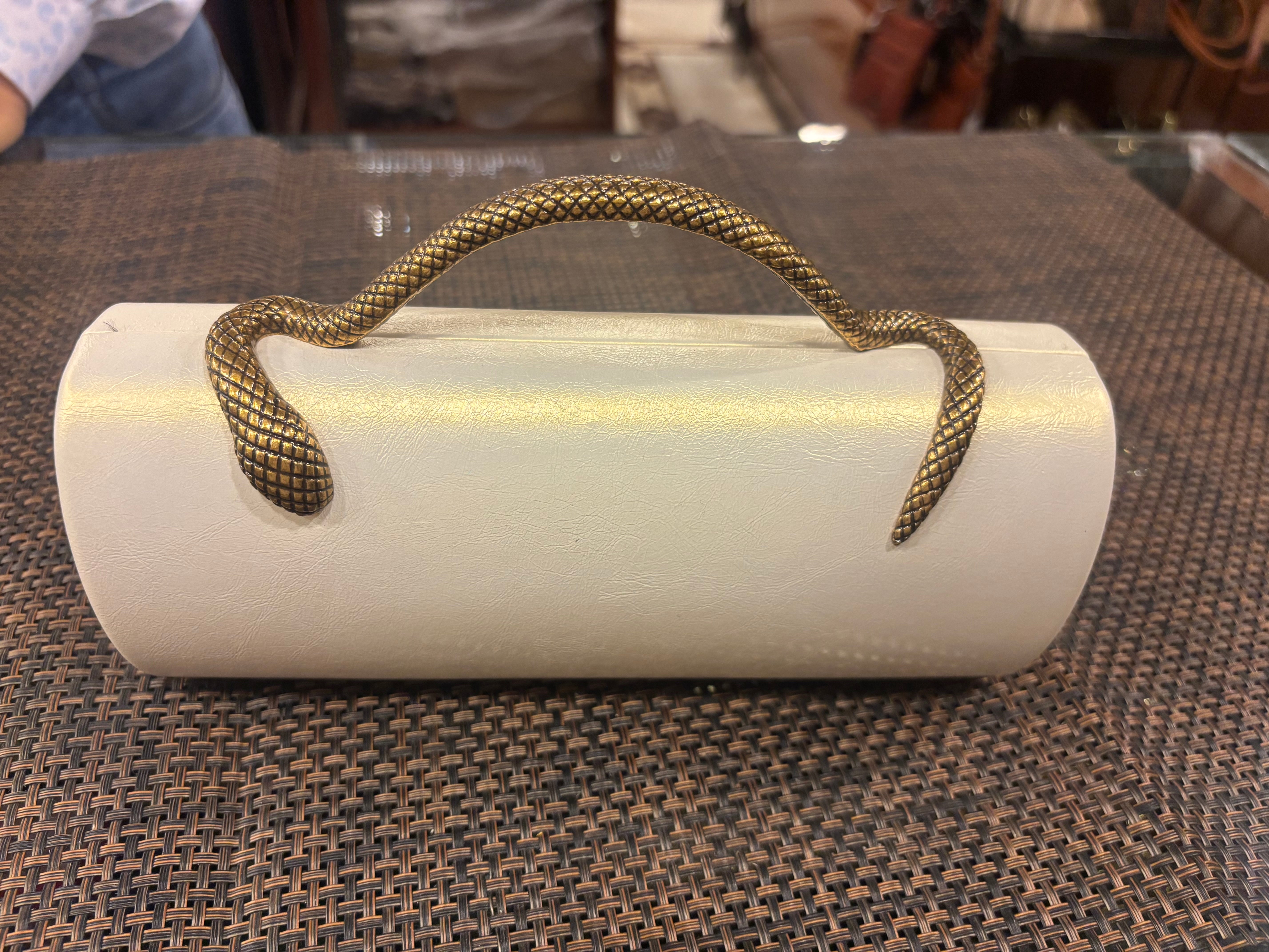 Metallic Snake Handle Clutch Bag