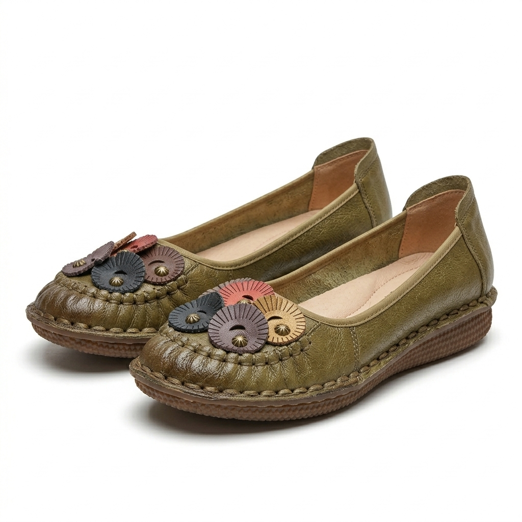 Teressa Premium Leather Comfort Flower Ballerinas