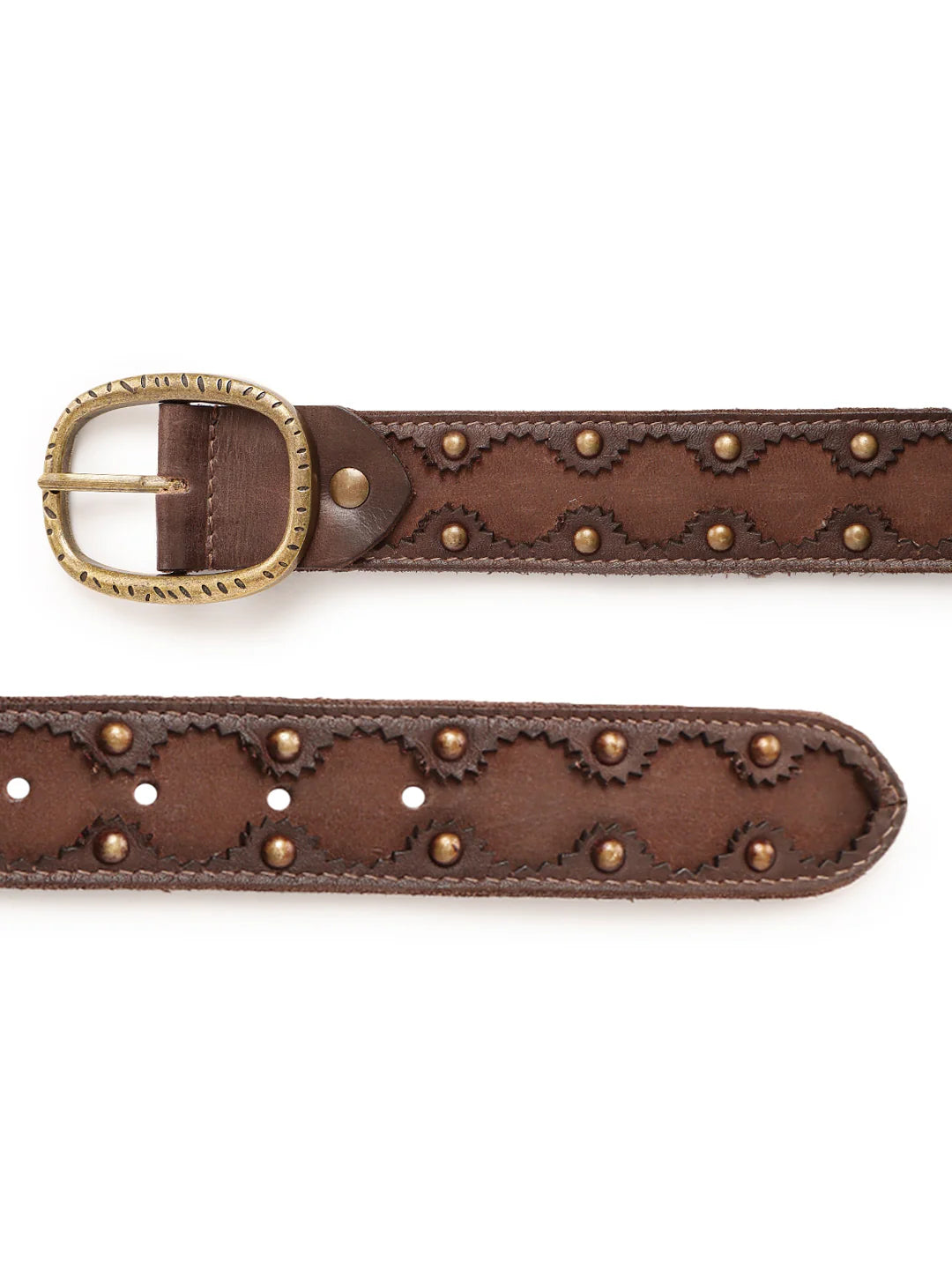 Brown Cutwork Medium width Jeans Belt