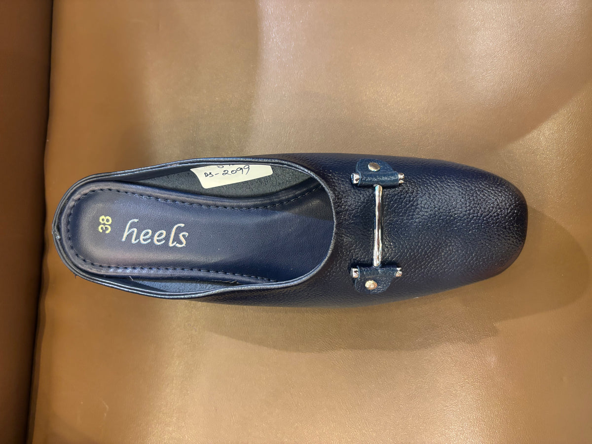 Cherie Buckled 2.0 Leather Back Open Wedge Heel Mules