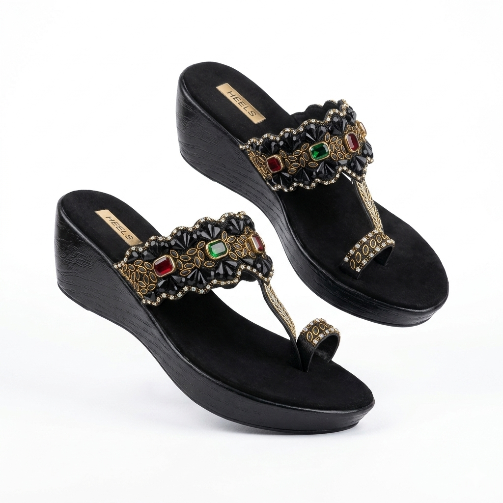 Noor Embellished Ethnic Fancy Wedge Heels