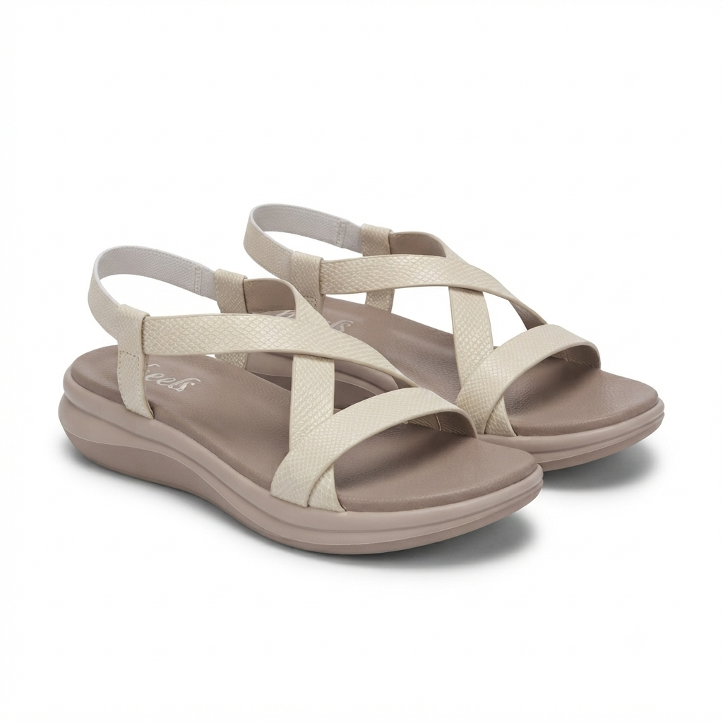 Frida Criss Cross Comfort Back Elastic Sandals