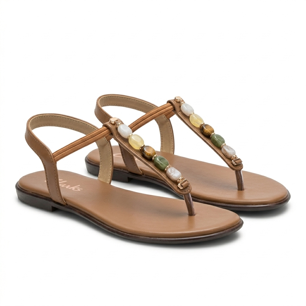 Panthera Embellished Back Elastic Flat Sandals