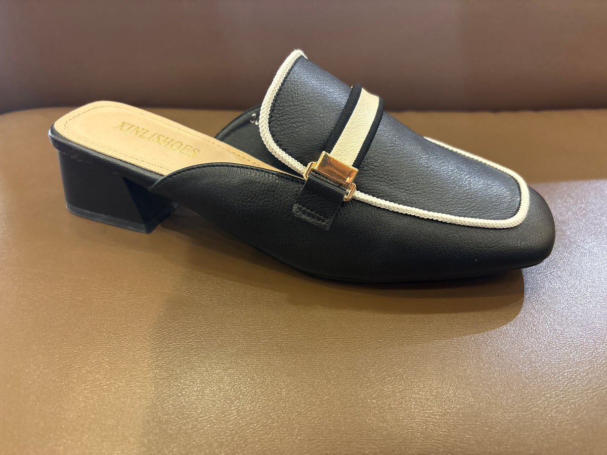 Antoine Premium Back Open Block Heel Mules