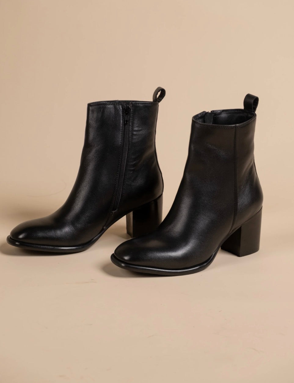 BLAZE Luxury Leather Winter Ankle Block Heel Boots