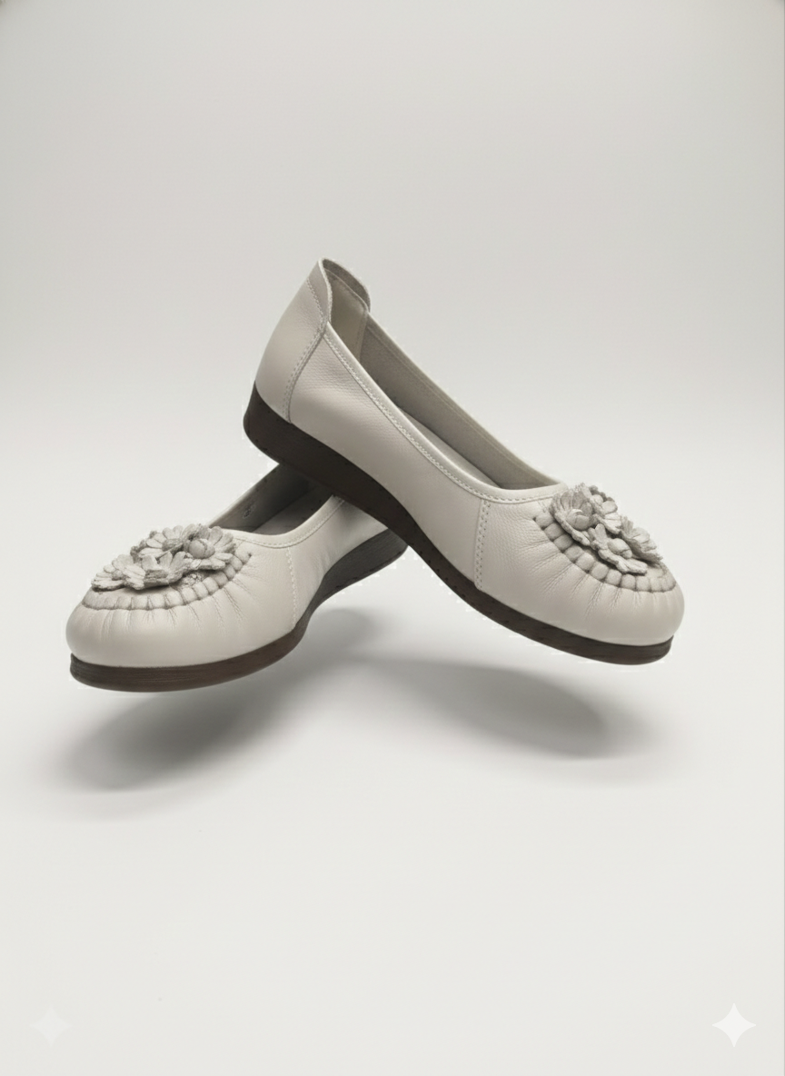 Flora Premium Leather Cushioned Ballerinas