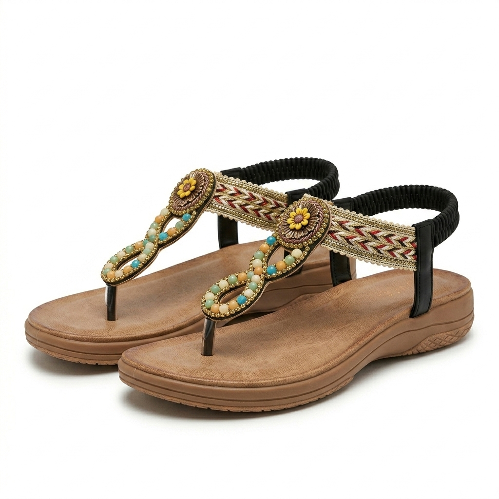 Rosaira Cushioned Embellished Back Elastic Sandals