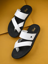Lustral White Leather Slippers HT