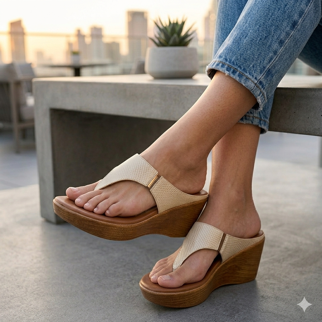 Margaret Comfort Slip On Wedge Platform Heel Slippers - The Heels India