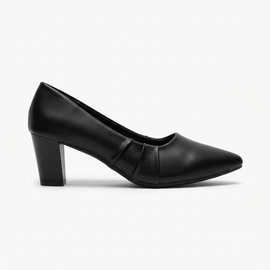 Kylin Swirl Block Heel Pointed Stilettos in Black - The Heels India