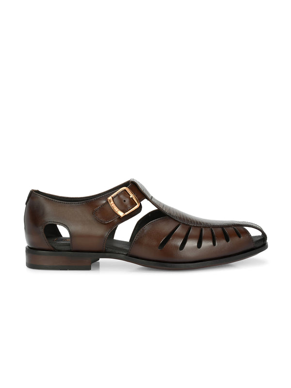 Roman Brown Leather Peshawari Sandals