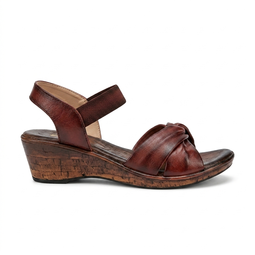 Renard Leather Soft Napa Cross Wedge Heel Sandals