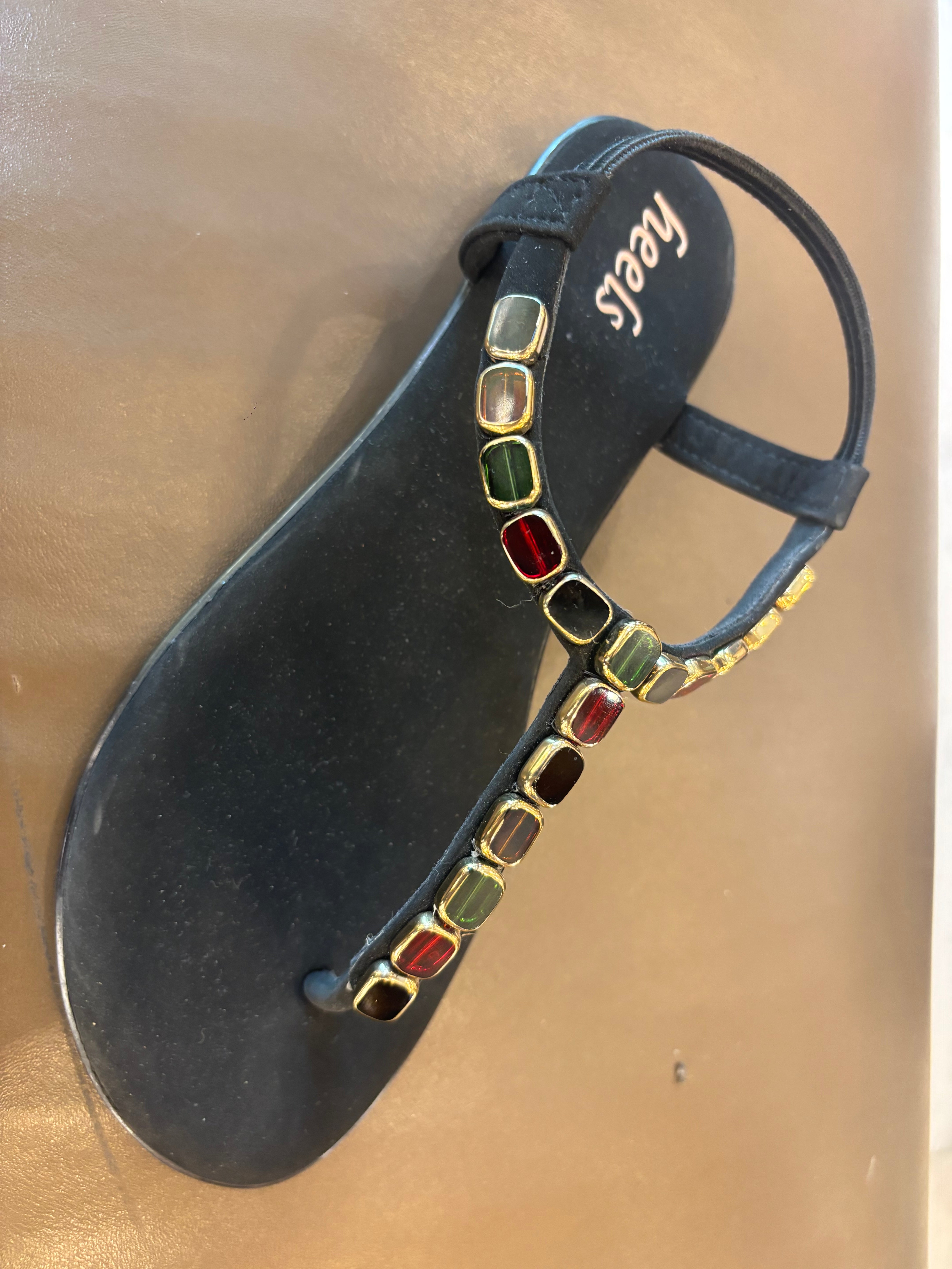 Sasha Embellished Back Elastic Flat Everyday Sandals