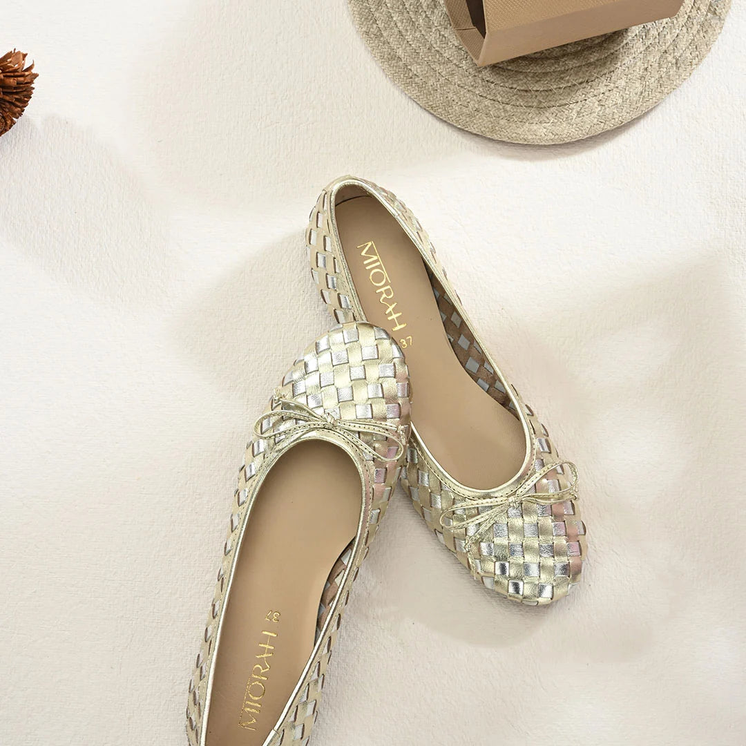 CELINE Premium Leather Weaving Ballerinas