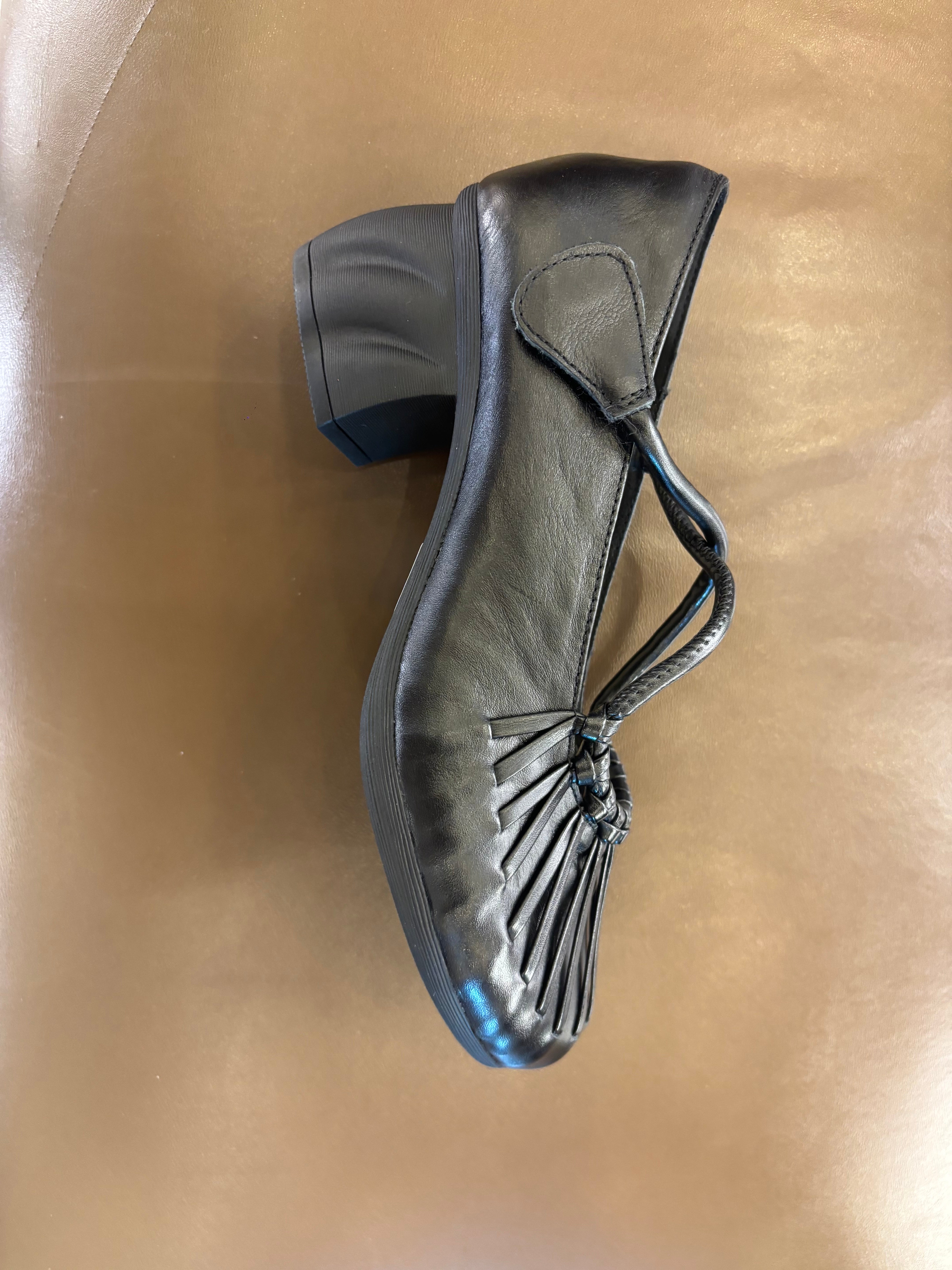 Rihanna Premium Leather Velcro Strap Block Heels