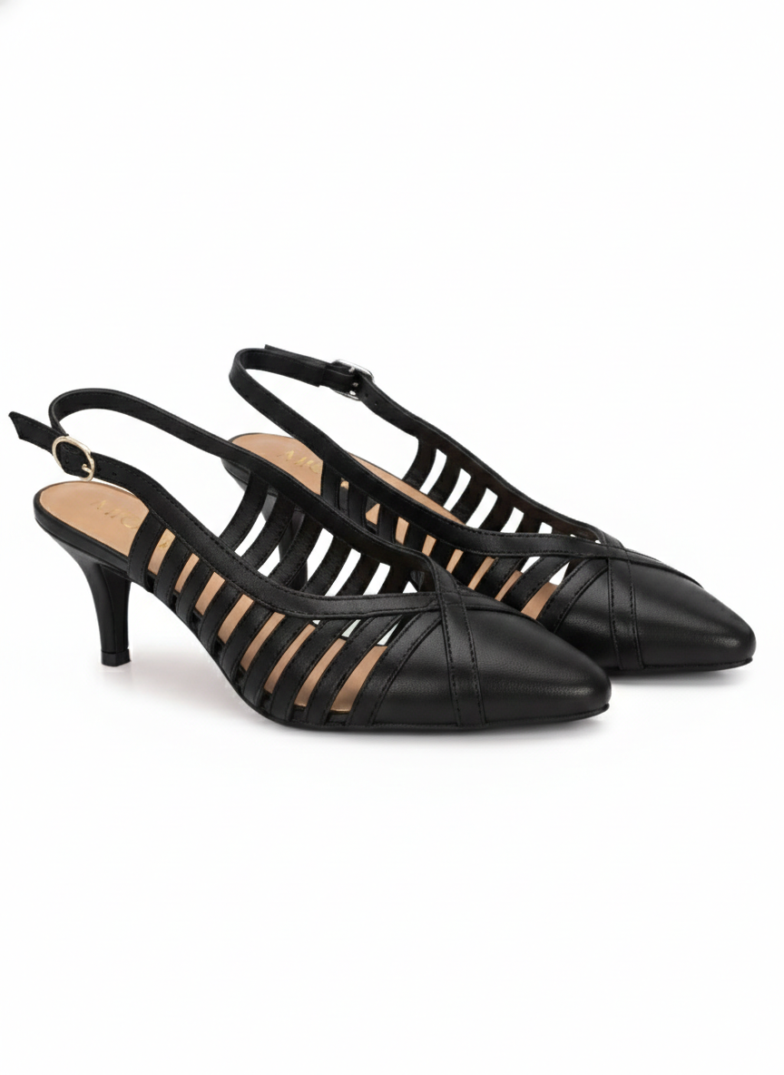 LEXA Premium Leather Slingback Kitten Heels