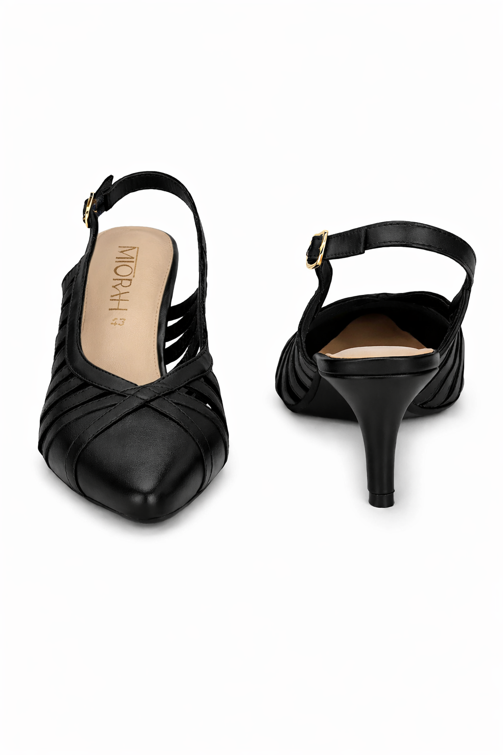 LEXA Premium Leather Slingback Kitten Heels
