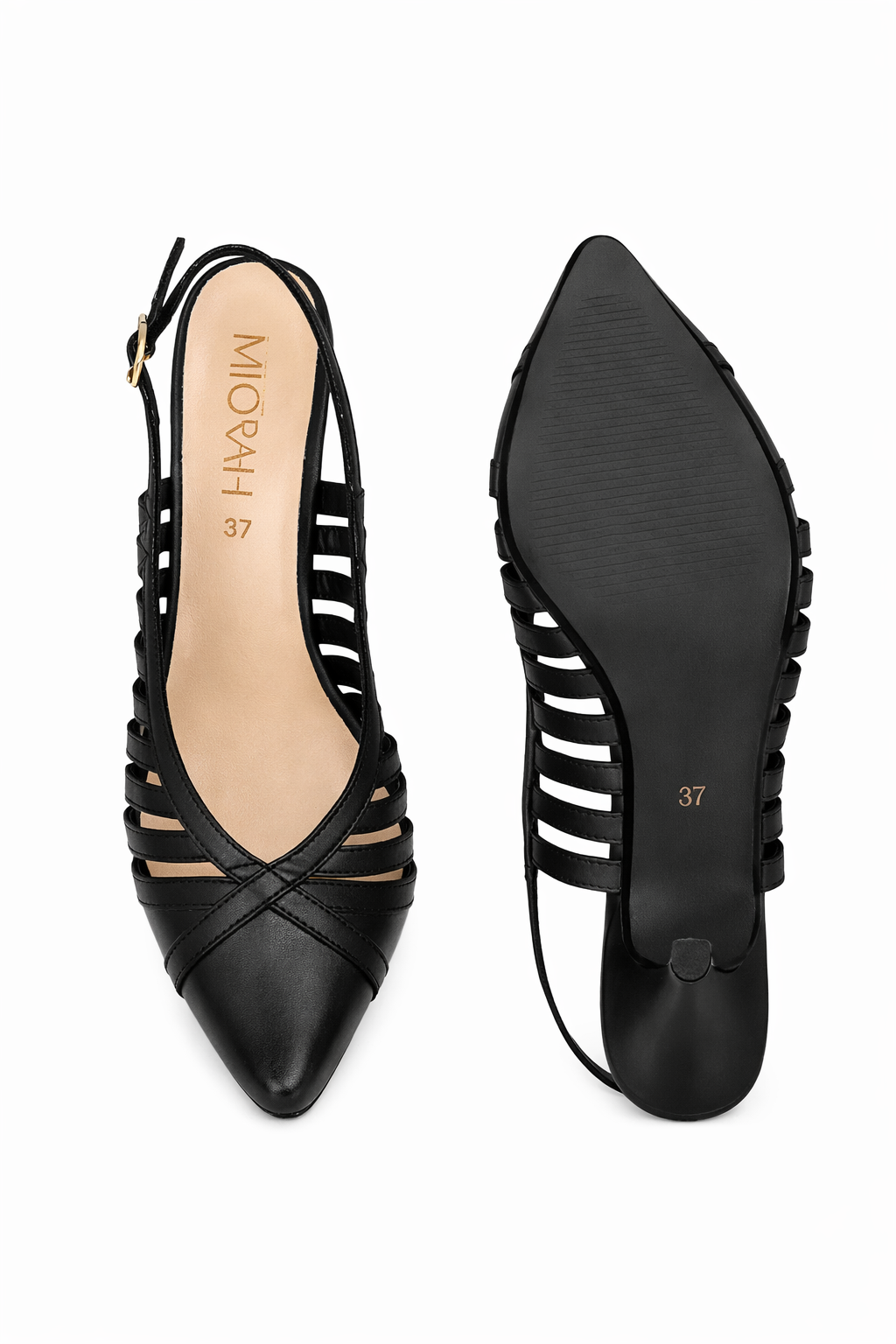 LEXA Premium Leather Slingback Kitten Heels