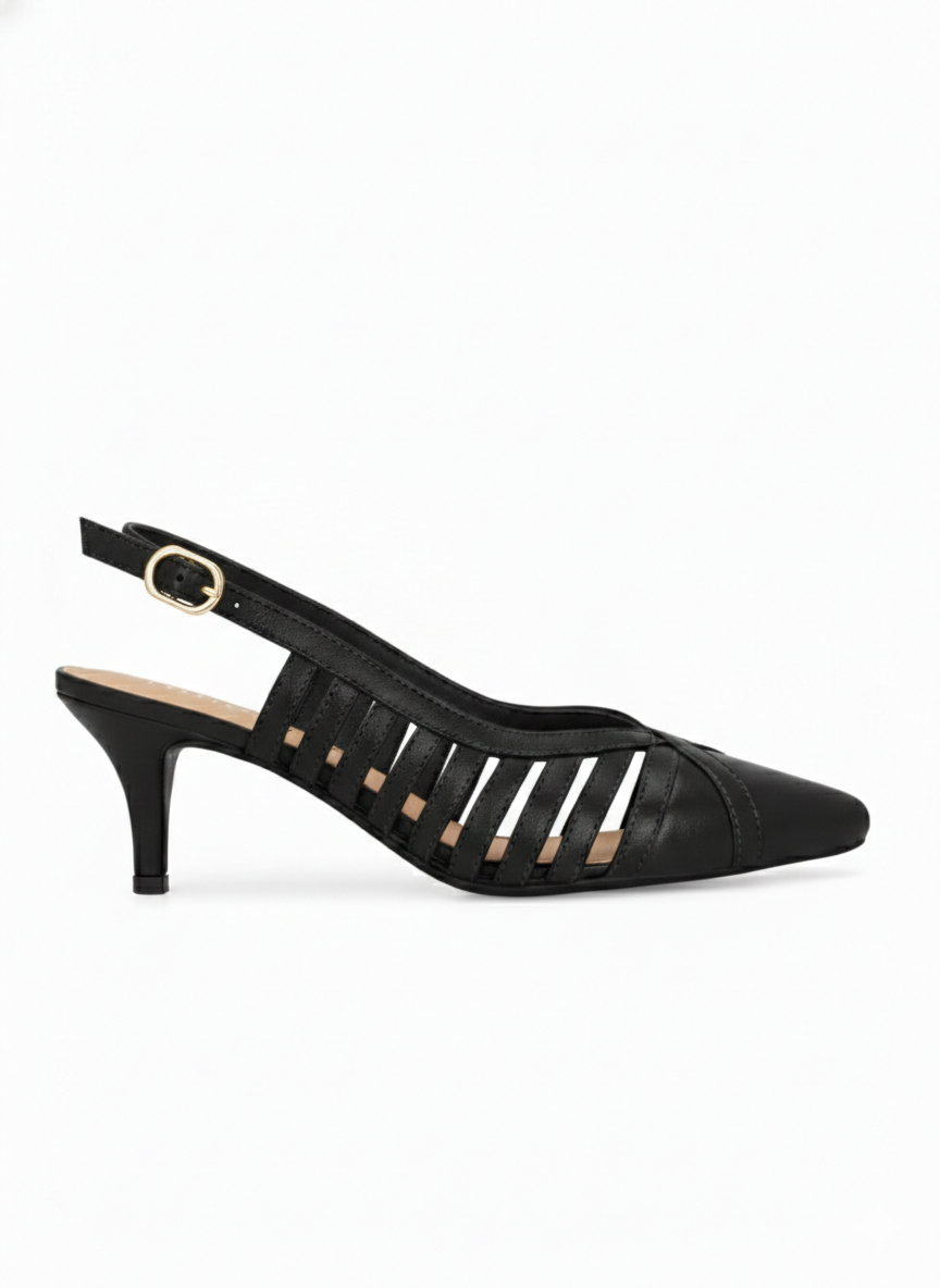 LEXA Premium Leather Slingback Kitten Heels
