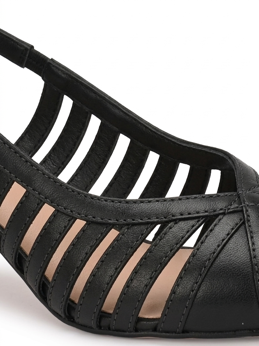 LEXA Premium Leather Slingback Kitten Heels