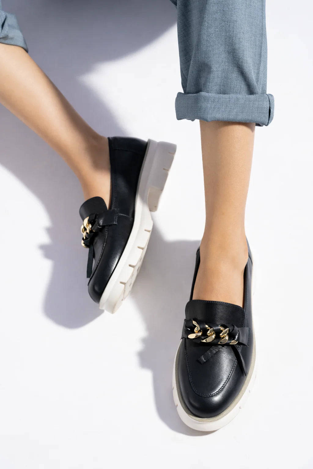 TREND'E Premium Leather Chunky Loafers - The Heels India
