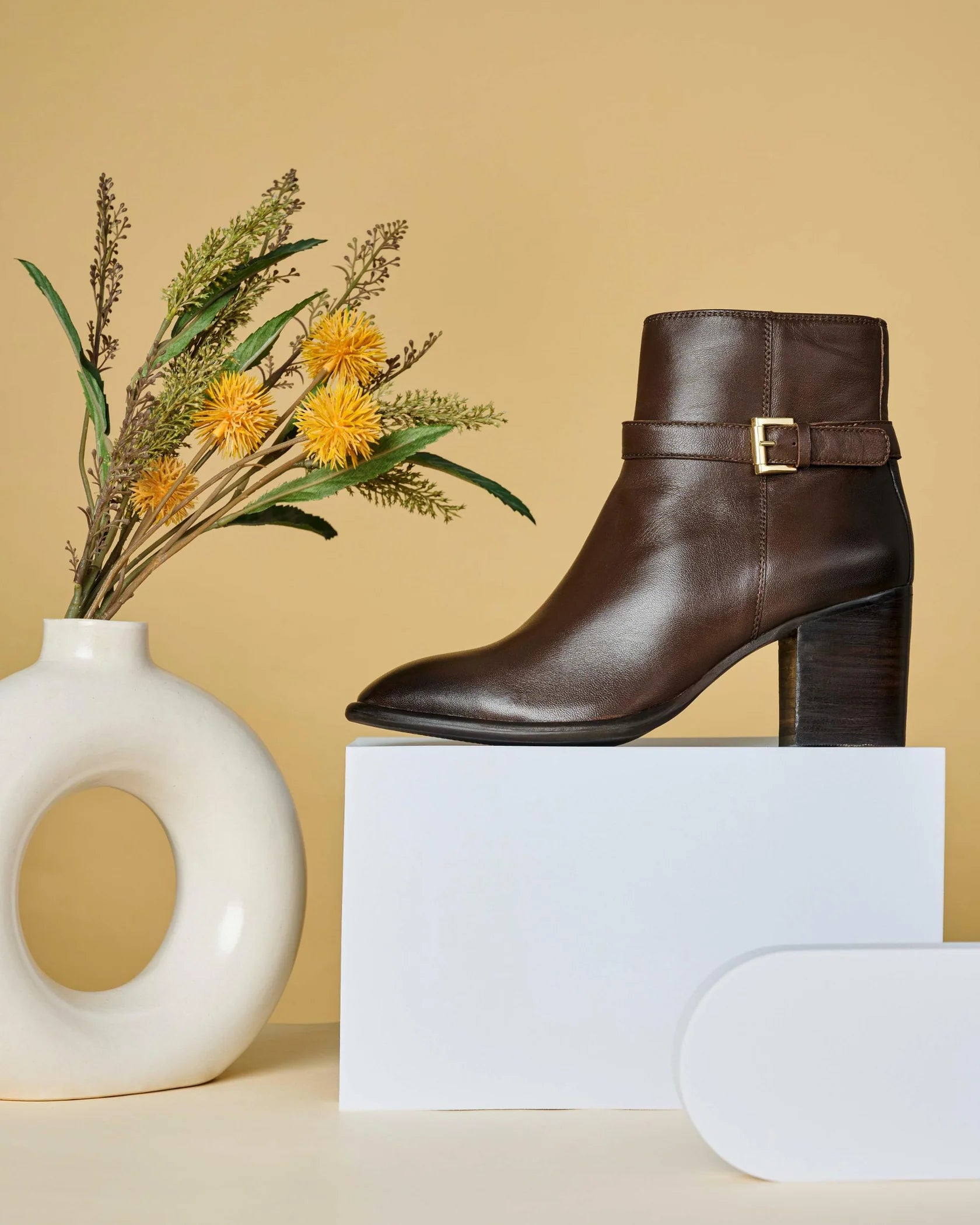 BOLD Premium Leather Ankle Block Heel Boots