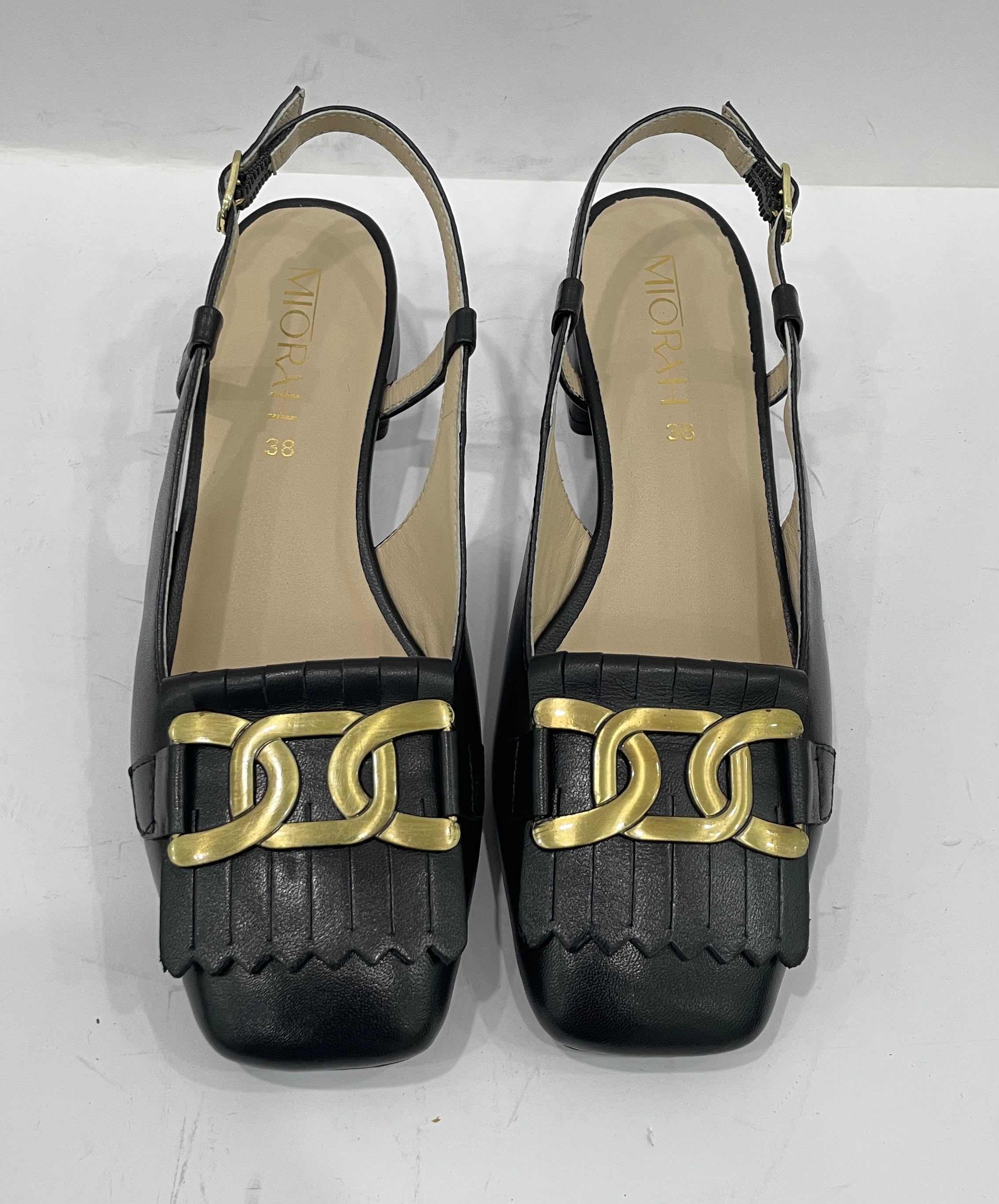 ASTRA Premium Leather Slingback Block Heel Ballerinas
