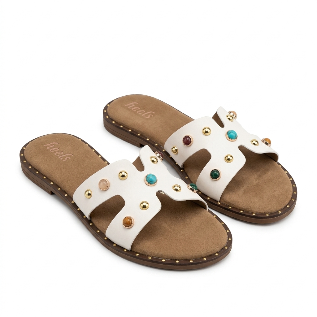 Alor Studded Embellished Summer Sliders - The Heels India