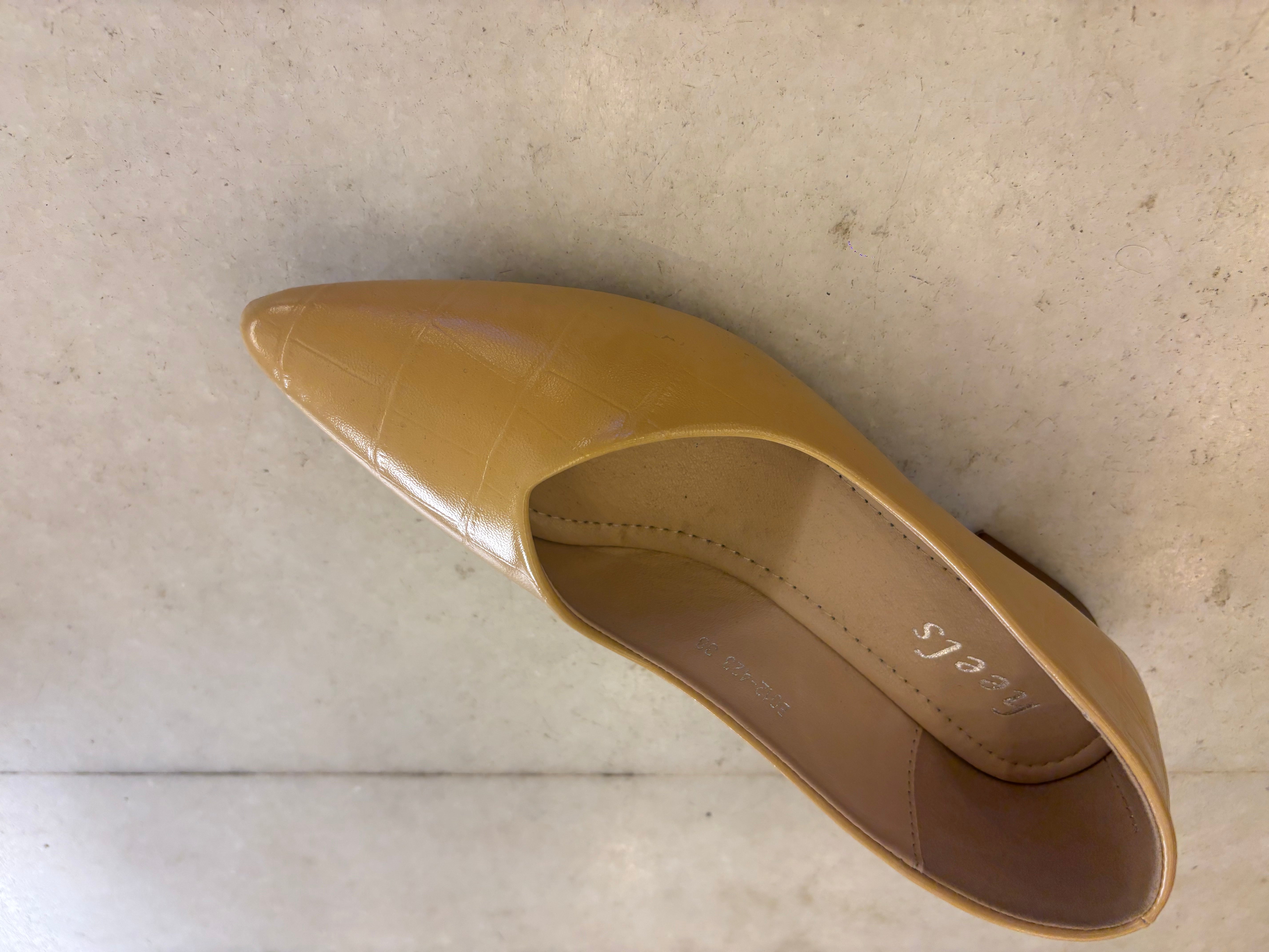 Chloe Croco Pointed Mid Heel Ballerinas