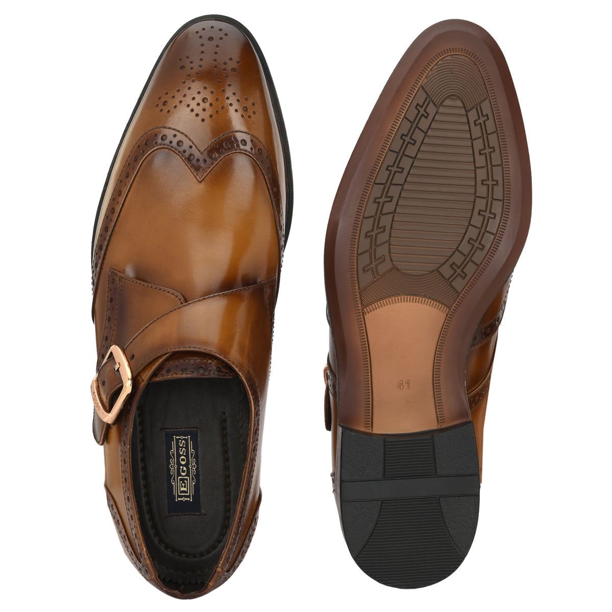 Franko Leather Semi Brogue Monks