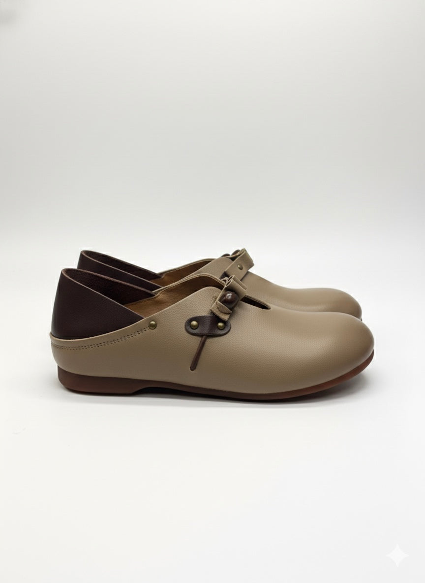 Paola Premium Leather Mid Strap Loafer Shoes