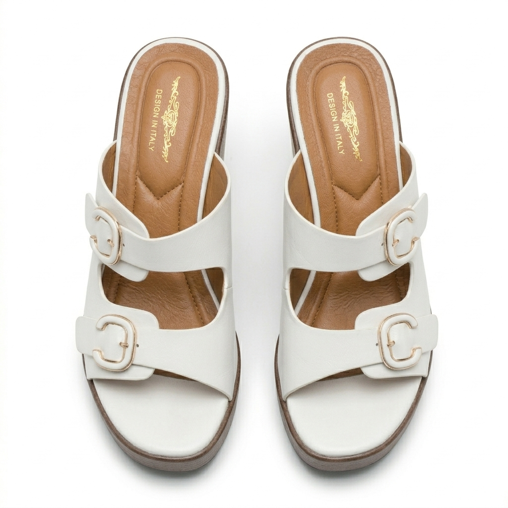 Beryl Platform Double Strap Wedge Heels