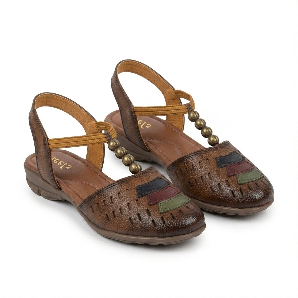 Nida Ethnic Leather Elastic Sandals
