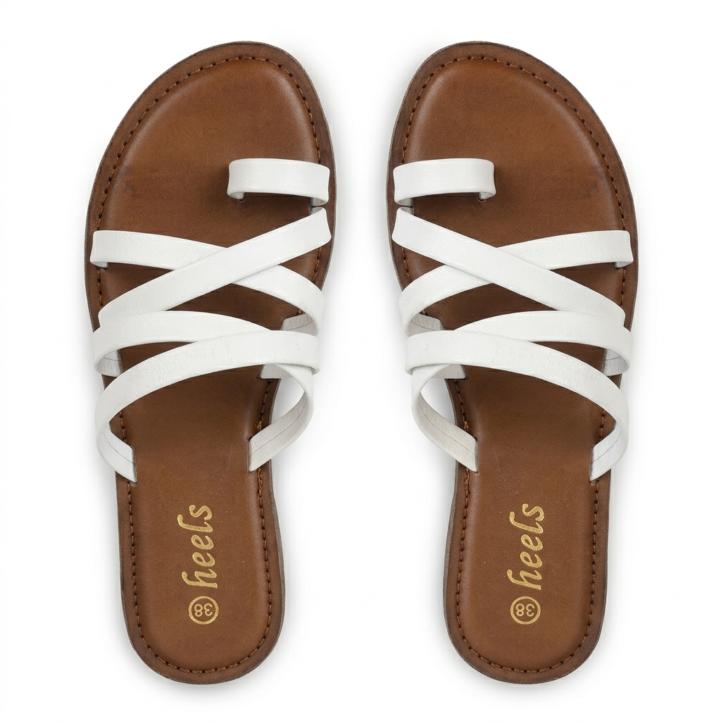 Delilah Leather Thumb Strap Flat Sliders - The Heels India
