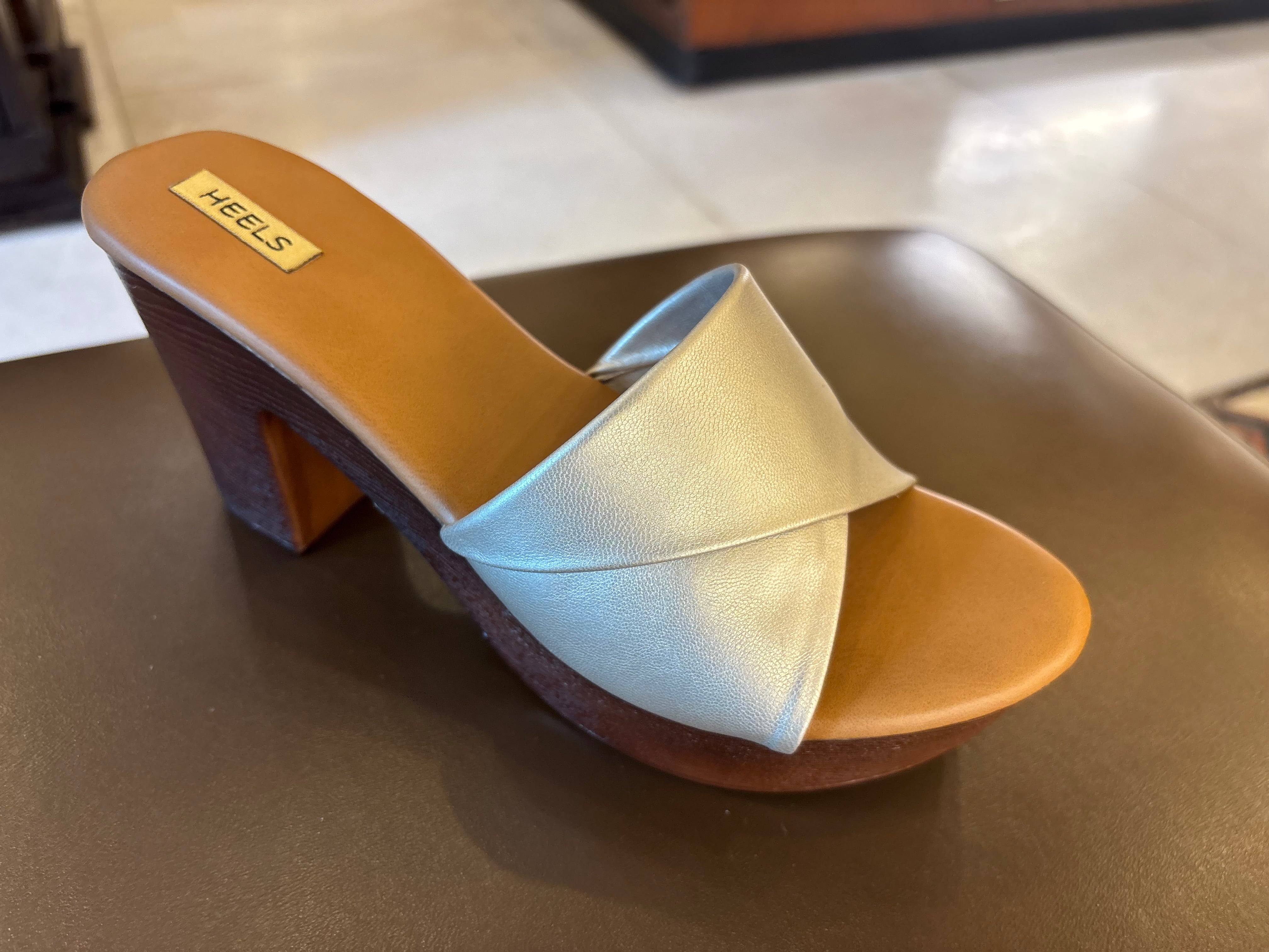 Kim Platform Peep Toe Block Heels Gold - The Heels India